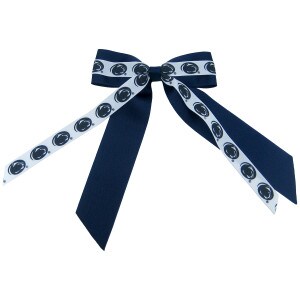 two tone ribbon bow white & navy with Repeating Penn State Athletic Logos